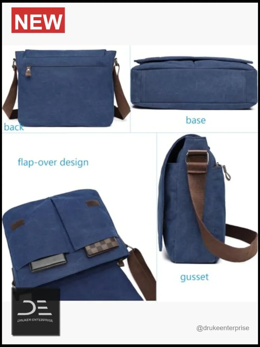 Vintage Canvas Messenger Bag Unisex Shoulder Laptop Satchel Crossbody